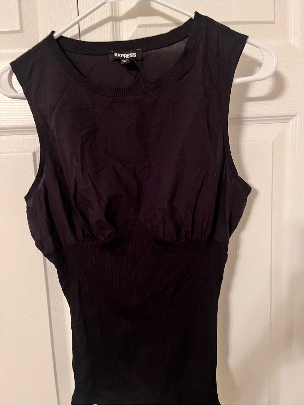 Express Black Sleeveless Tank with Knit Bodice